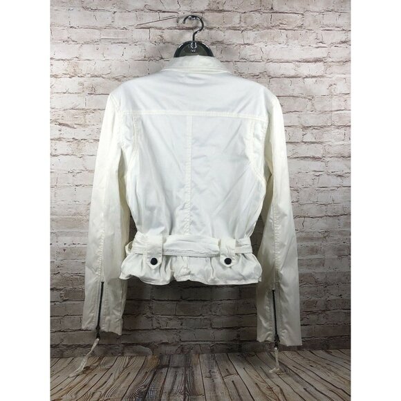 Millard Fillmore white asymmetrical belted jkt M - Picture 4 of 8